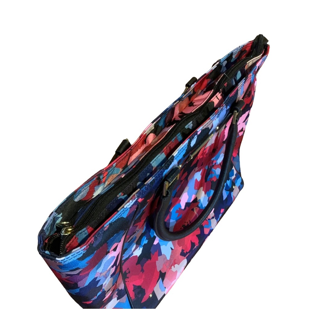 NINE WEST "ARIEANA" MULTI COLOR FLORAL CANVAS LAPTOP/TOTE WEEKENDER TRAVEL BAG - Picture 6 of 11